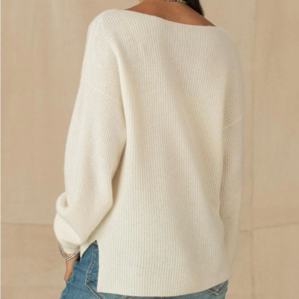 Sundance Sweater Womens Small Jovie Cashmere Bateau Drop Shoulder Ribbed Neutral - Picture 2 of 7